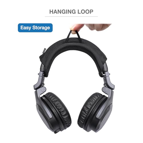 Funda para cojín de diadema compatible con Pioneer DJ HDJ-CUE1, HDJ-CX, HDJ-500 Auriculares DJ On-Ear, cojín suave de 6mm para alivio de presión, cremallera segura sin movimiento, con lazo para colgar miniatura 5