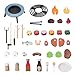 Donmills 45pcs Toy Grill Barbecue Set with Two Modes, Kids Grill Playset Indoor Outdoor Wooden Toddler Cooking Set, Pretend Play Food for Kids Toy Kitchen Accessories, Birthday Gift for Boys & Girls