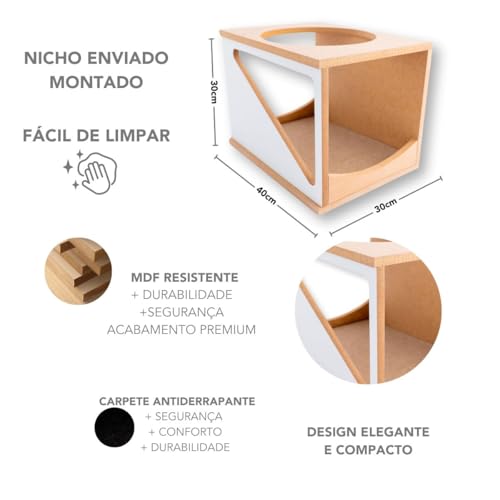 Nicho Para Gato 1pç Montado Resistente Hipotenusa (BRANCO)