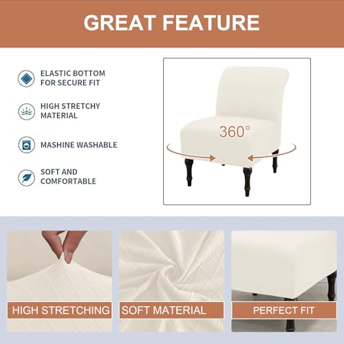Image of Eco-Ancheng Armless Chair Slipcover Removable Armless Accent Chairs Covers Washable Armless Slipper Chair Slipcover Printed Armless Chair Furniture Protector Covers for Living Dining Room Hotel