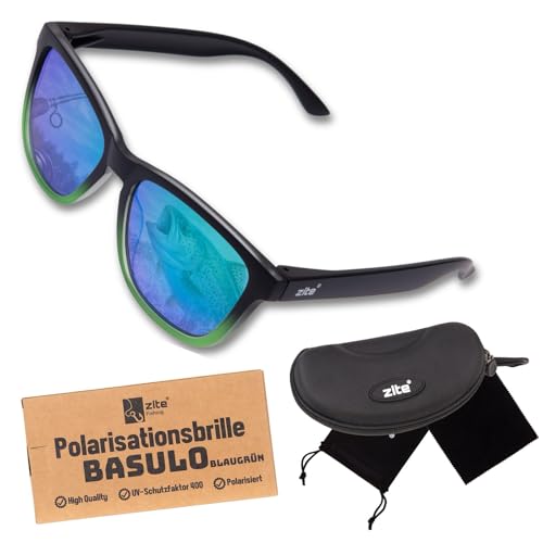 Zite Fishing Polarisationsbrille | Basulo | Polbrille Angeln verspiegelt UV400 | Ultraleichte Angelbrille mit Hardcase & Tasche | Angelbrille polarisiert zum Angeln Fishing Glasses