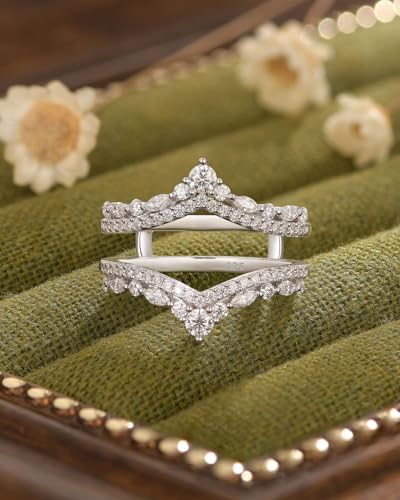 925 Sterling Silver Moissanite Ring Enhancer for Engagement Rings Curved Wedding Bands for Women for Her Stackable Wrap Guard Size 5-102