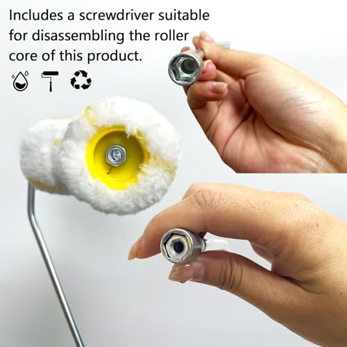 WYPROCEED 12 PCS Pipe Paint Roller, 3 Wheels Mini Paint Roller Covers with Frame, Small Paint Brushes for Painting Pipes, Tubepoles, Steel Bar, and Curved Surfaces