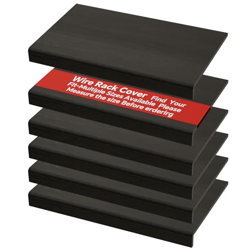 Image of DUHARS 6-Pack PVC Composite Board Wire Rack Covers for Pantry - Imitation Wood-Look 24x16 Inch, Closet, Bathroom, Waterproof Scratch Resistant Easy Install, Wood Shelf Covers for Wire Shelving,Black