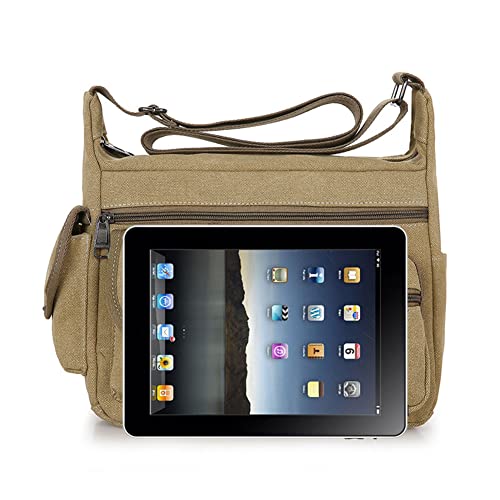 AIZHIYI Bolsa mensageiro masculina de lona casual vários bolsos estudante viagem bolsas de ombro, Ca