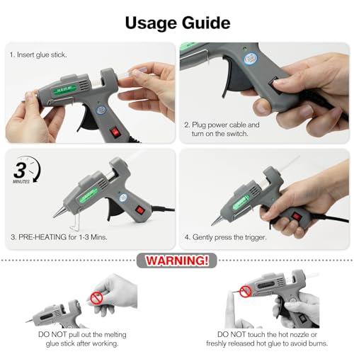SHJADE Mini Hot Glue Gun Kit with 30 Glue Sticks - Fast Preheating Hot Melt Gun, High Temp for School Crafts DIY Arts and Quick Home Repairs(Grey) - Thumbnail 2