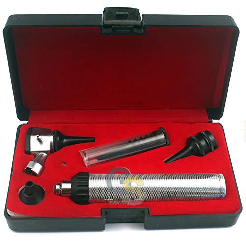 G.S 3.2V Otoscope Set Includes Set of Disposable Specula Adaptor and 3 Sizes of REUSEABLE Specula Plus Hard CASECASE + 2FREE Bulb