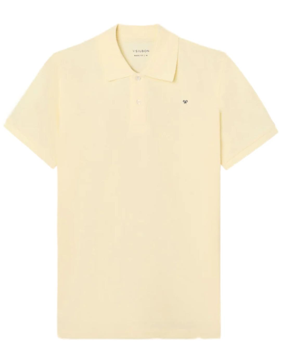 SILBON Classic Plain Polo Shirt, Lemon Tree, L-4XL
