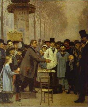 Peinture à l'huile Ilya Repin : tableau A Newspaper Seller 1873 de 30x36 pouces sur toile
