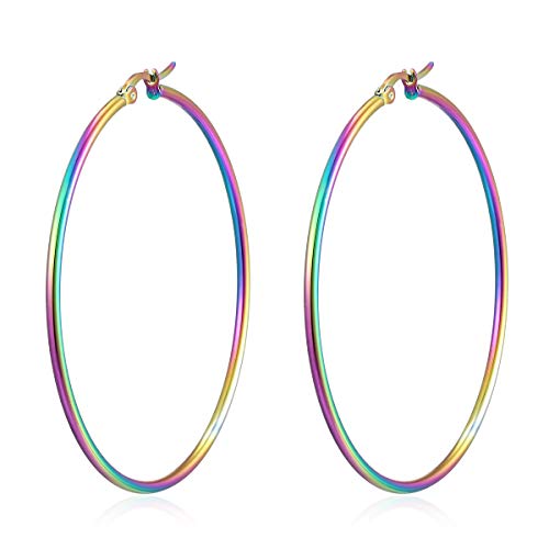 Pair Womens Large Huggie Hinged Hoop Earrings, Classic Party