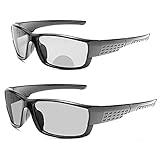 mincl Transition Photochromic Bifocal Reading Glasses Men Safety Sports Square Sunglasses Readers Eyewear Fashion Anti UV Ray Eyestrain (Black, 1.75x)