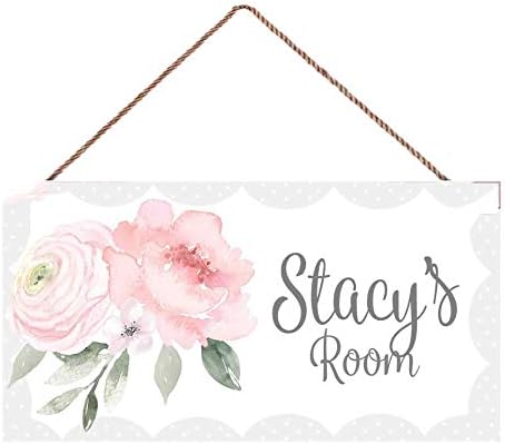 Miniatura 7 de Letrero personalizado para puerta, ramo floral morado, letrero para puerta, dormitorio, cuarto de bebé, placa de madera para colgar, decoración