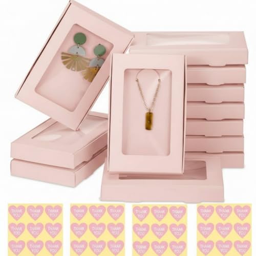 Crtiin 30 Pack Jewelry Gift Boxes, Christmas Gift Packaging Pink