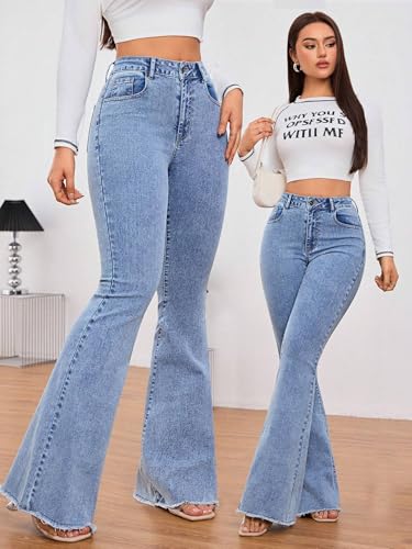 Image of KOTTY Women's High Waist Flared Fit Stretchable Denim Jeans for Casual