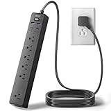 USB Surge Protector Power Strip Mountable 5ft Extension Cord Multiple Protection 5 Outlet 3 USB Port with Hook & Loop Fastener for iPhone iPad PC Home Office Travel Black SUPERDANNY