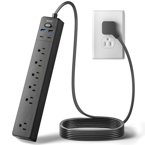 Power Strip, SUPERDANNY 6-Outlet Surge Protector, 4 USB Ports, 4.5 Ft Extension Cord, 900 Joules,...