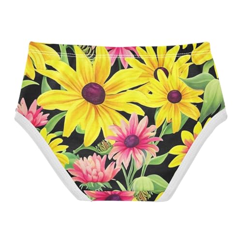 Yellow Pink Rudbeckia Flowers Black Toddler Underwear Custom 2t Cotton Panties Little Girl Cartoon Kids Briefs Undies2
