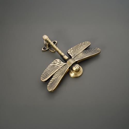 Infinity Decor Türklopfer aus massivem Messing, Libellenform, poliertes Messing-Finish, Vintage-Stil, für Eingangstür, Möbel