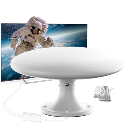 Antena de TV RV – Antena digital HD amplificada para Smart TV 4K y 1080p, VHF/UHF – Ideal para cámper, remolque, camión, caravana, barco, ático o uso al aire libre, cable de 32.8 pies (blanco)