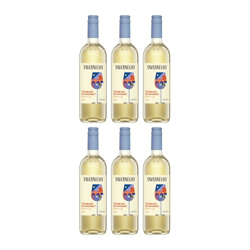 Tavernello Trebb. Chardonnay Rubicone IGT Weisswein Weiss Halbtrocken VEGAN Italien inkl. FeinWert E-Book (6 x 0.75 l)