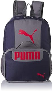 PUMA Big Kid's Lunch Box Backpack Combo, Navy/Red, Youth Size