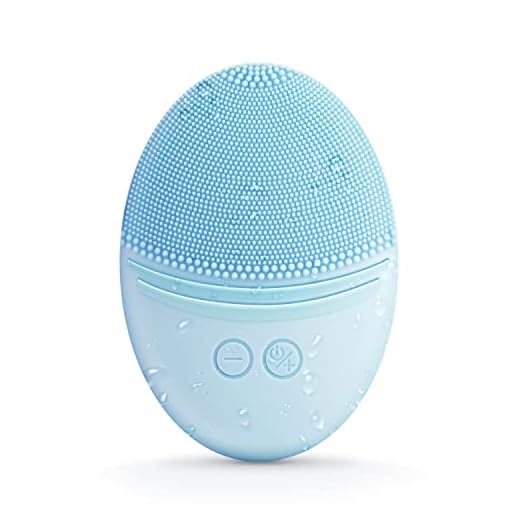 EZBASICS Facial Cleansing Brush, Waterproof Sonic Vibrating Face Brush for Deep Cleansing, Gentle Exfoliating and Massaging, Inductive charging (Blue)