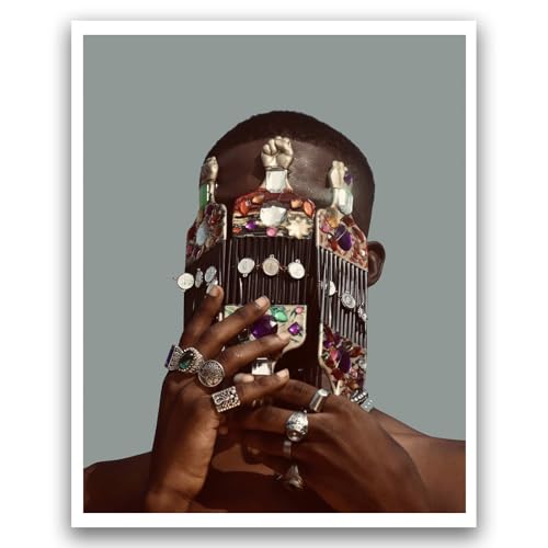 ZHGYGBN Man Portrait Wall Art Black Men Art African American Wall Art Afro King Poster Abstract Canvas Prints Painting for Bedroom Living Room Bathroom Office Home Decoration 16X20Inch Unframed