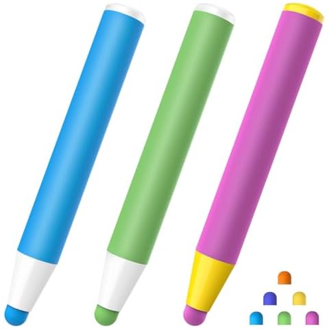 3Pack Kids Stylus Pens for Touch Screens with 6 Extra Tips, Back to School Supplies for Students, Stylus Pens Compatible with Kindle, iPad, iPhone, Fire Kids Tablet, Kids Kindle Supplies Cover
