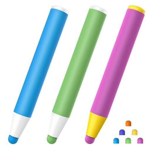 StylusHome Kids Stylus Pens for Touch Screens with 6 Extra Tips, Crayon Stylus Pen for iPhone Ipad Air Mini Pro, Kids Edition Tablet, Dragon Touch, Android Tablet - Blue Pink Green (3 Pack)