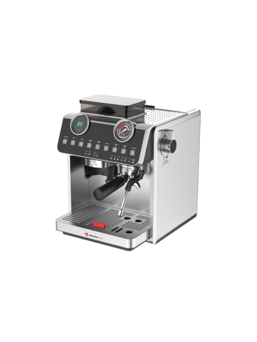 MEBASHI Commercial Coffee Machine with Dual Boiler & Built-in Grinder, 20 Bar, Steel (ME-CCM2062)(2800W)