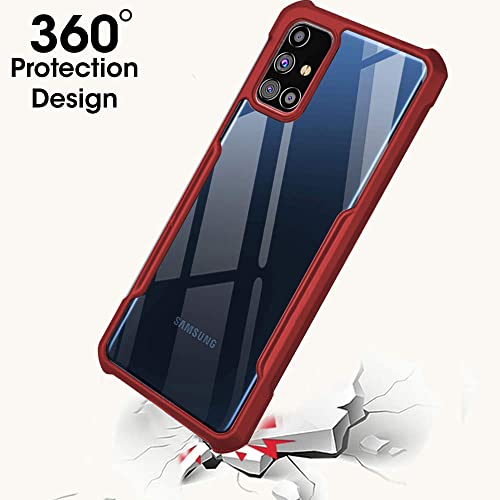 Image of TheGiftKart Shockproof Clear Back Cover Case for Samsung Galaxy M51 | 360 Degree Protection | Transparent Back Cover Case for Samsung Galaxy M51 (PC & TPU, Red Bumper)