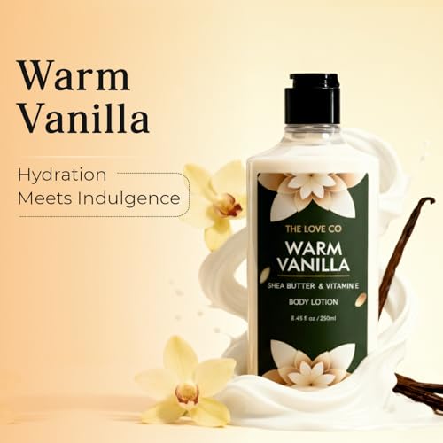 Image of The Love Co Warm Vanilla Body Lotion for Women 250ml | Floral Fragrance | Deep Moisturizing, Non-Sticky Formula | Luxury Body Care Gift
