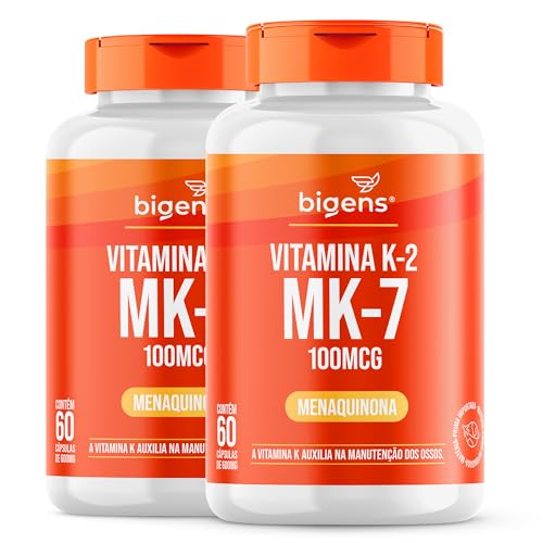 Vitamina K2 Mk-7, (Mk7) 100 Mcg, Biogens, Kit 2x 60 cápsulas