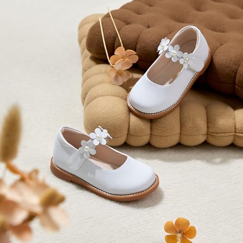 Image of Kiderence Toddler Girl Mary Jane School Uniform Dress Shoes Oxford Flats | Wide Toe Box Great Comfort for Student Shoe and Flower Girl Shoe for Wedding, Parties, Church