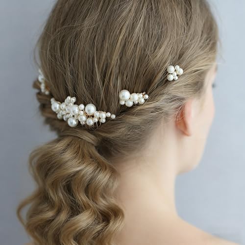 Set de 5 Peines y Alfileres de Perlas para Novias miniatura 5