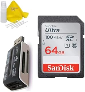 SanDisk 64GB Ultra Class 10 SDXC UHS-I SD Memory Card for Canon EOS Rebel T8i T7i T7 T6i T6S T6 T5i T5 T3i SL2 SL1 EOS 90D 80D 77D 70D EOS 9000D 800D 760D 750D DSLR Camera + Accessories