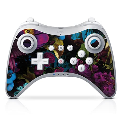 DeinDesign Skin kompatibel mit Nintendo Wii U Pro Controller Folie Sticker Lichteffekte Blume schwarz