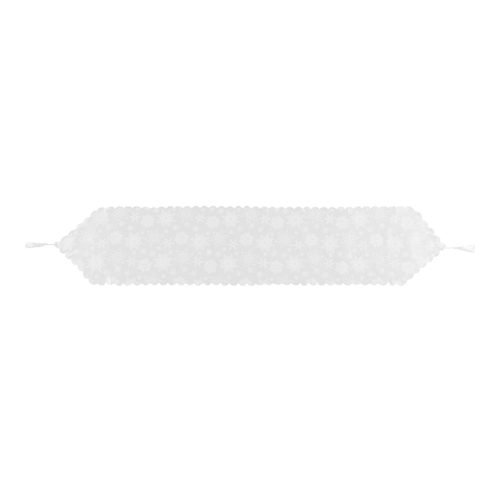 Christmas Table Runner, Traditional Table Cover with Red White Snowflakes Flowers Pattern Tablecloth Christmas Home Decor Centerpiece