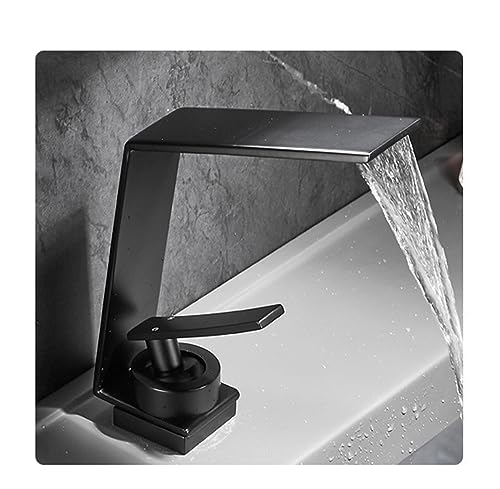 Robinet de lavabo noir en cuivre style cascade de luxe épuré