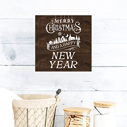 Panneau mural rustique en bois Merry Christmas déco de Noël - 6