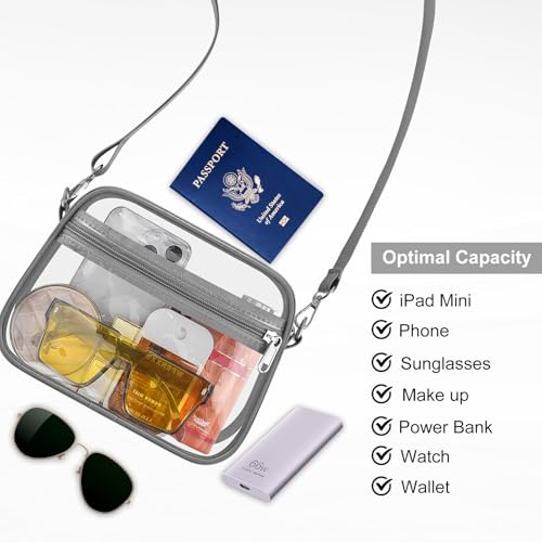 Image of Clear Bag for Stadium Events Clear Sports Fan Handbags Purses with Adjustbale Strap for Concerts Festivals Game Day