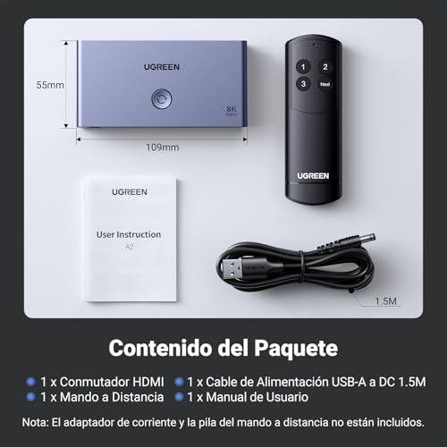 UGREEN Switch HDMI 2.1 8K de alta gama con soporte para vídeo 3D y HDR 6