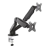 AISENS Soporte de mesa contrapeso giratorio e inclinable para monitor (3 pivotes, 2 brazos) de 13”-27”,fabricado con aluminio de alta resistencia y pintado con pintura electrostática para un acabado perfecto