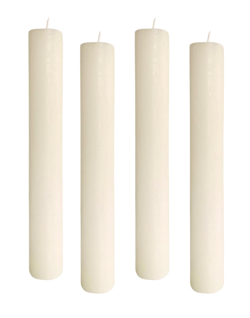 ukiyo 4er Pack Rustikale Stabkerzen H:24 cm Ø:3,4 cm - 24 Stunden Brenndauer