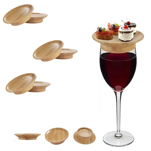 NEWWAN Topper de charcuterie en verre à vin, assiette de charcuterie en verre à vin, nouveau dessus de planche de charcuterie en verre à vin 2024 (10.16 * 7CM,6PCS)