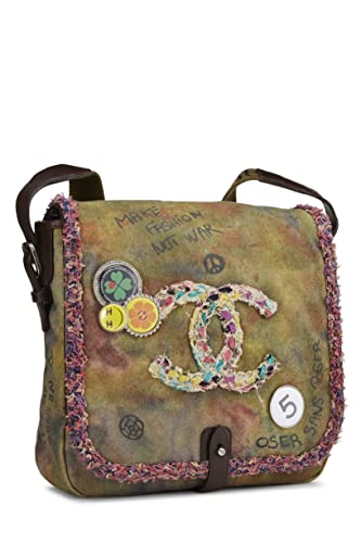 Pre-Loved Green Graffiti Canvas On The Pavements Messenger, Green2