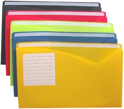 C-Line Write-on Poly File Jackets, Lime Green, Amber Orange, Steel Blue, Pack of 10