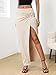 Milumia Women's Twist Front Slit Thigh Long Skirt High Waisted Asymmetrical Maxi Skirts Apricot X-Small