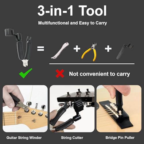 WAN2TLK 9-teiliges Gitarren-Reinigungsset, Gitarren-Wartungsset enthält Bundpolitur, Reinigungslösung, Griffbrett-Zitronenöl, Saitenreinigung und Politur, Saitenreiniger, Saitenkurbel, 2 Gitarrentuch