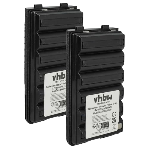 Batería Yaesu Vertex VXA-220 de vhbw Pack de 2 unidades NiMH 1800 mAh y 7,2 V